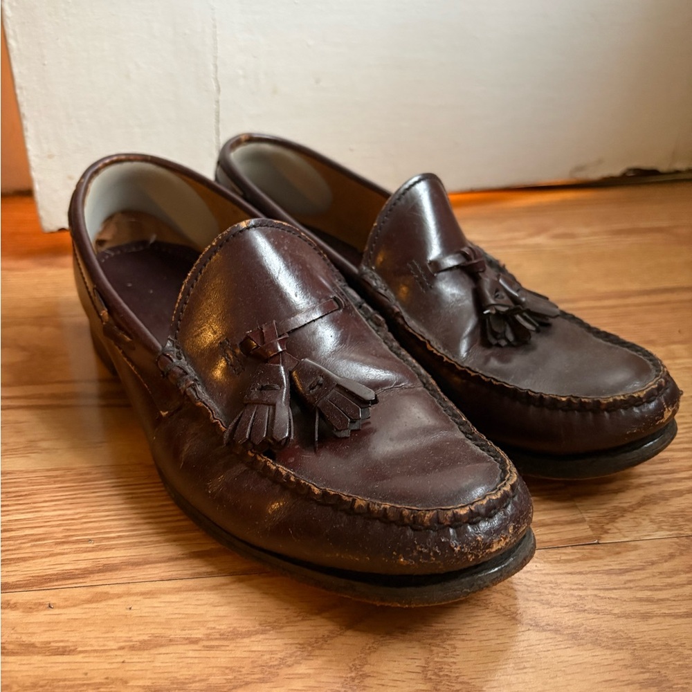 Lands' End Dark Brown Leather Tassel Loafers
